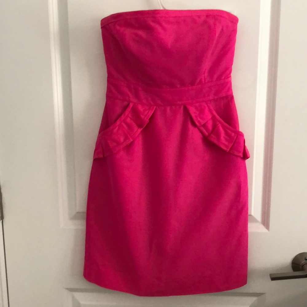 Jcrew pink strapless dress with pockets